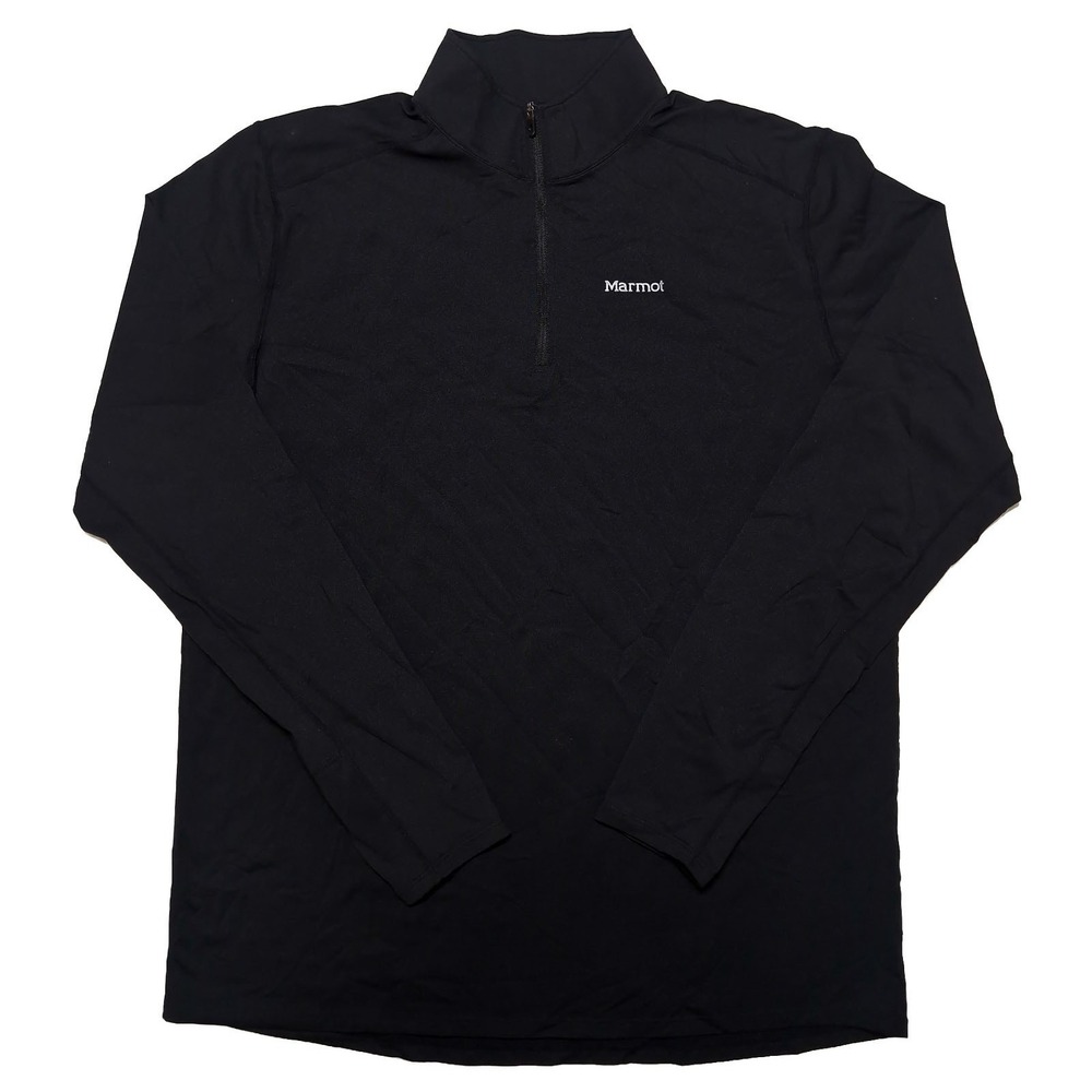 MARMOT‎ 1/2 Zip Fleece Pullover Solid Black XXL 2XL